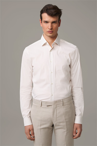 Overhemd Santos, wit/crème gestreept