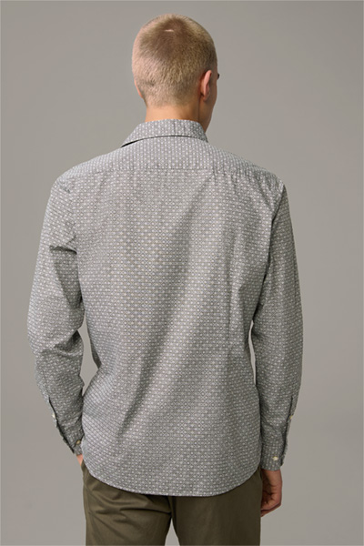 Overhemd Stan, grijs-wit met dessin