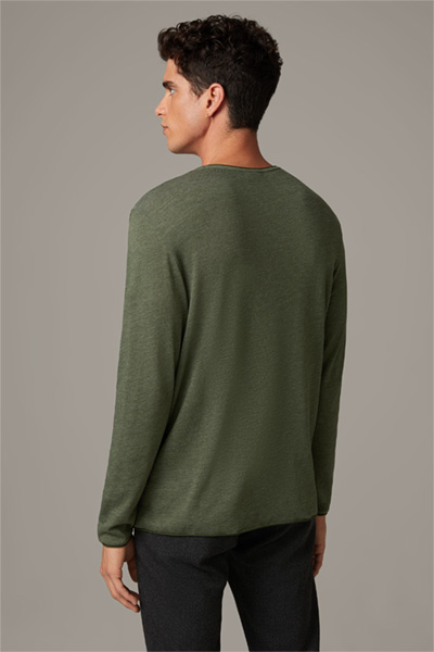 T-shirt à manches longues, vert olive chiné