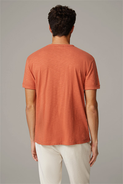 Katoenen T-shirt Colin, oranje gestructureerd