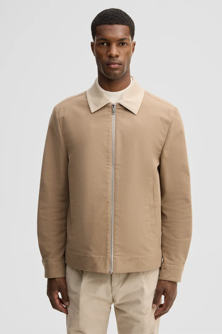 Leads to product detail page "Jacket with a shirt collar, beige"