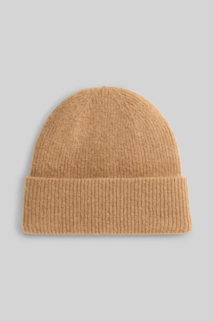 Mène à la page produit « Bonnet en mélange de laine, couleur camel »