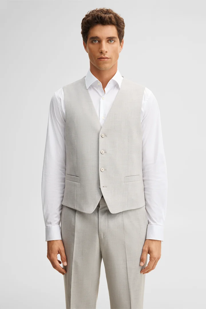 Leads to product detail page "Wool-blend suit waistcoat, beige"