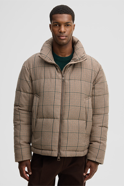 Leads to product detail page "Hooded puffer jacket, beige"