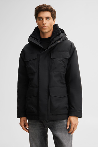 Führt zu Produktdetailseite „Parka-Jacke mit Kapuze, schwarz"