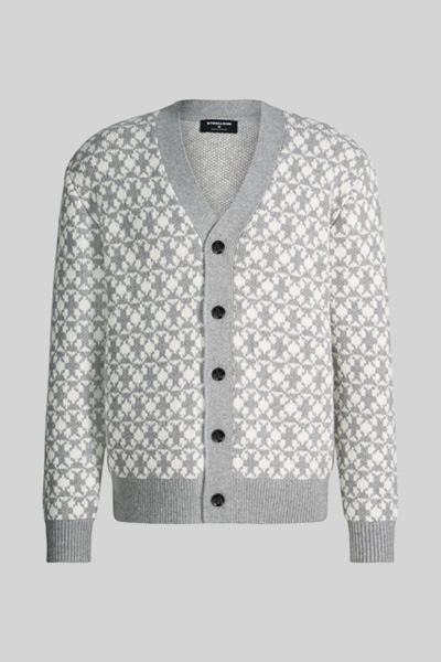 Führt zu Produktdetailseite „Strickjacke aus Baumwollmix, grau"