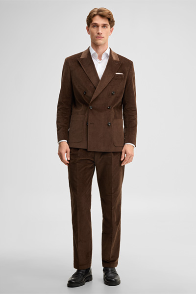 Leidt naar de productdetailpagina „Mix and match-colbert van corduroy en katoenmix, bruin"