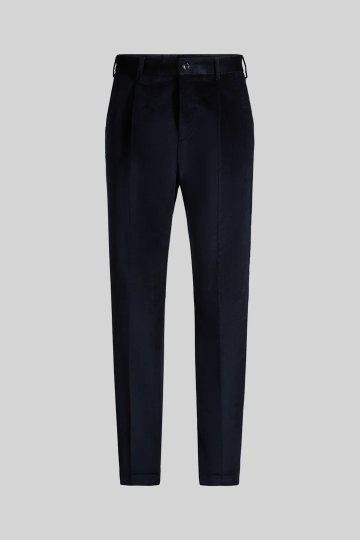 Mène à la page produit « Pantalon modulable en mélange de coton, bleu marine »