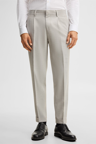 Mène à la page produit « Pantalon modulable en laine mélangée, beige »
