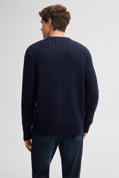 Führt zu Produktdetailseite „Rundhals-Pullover mit Kaschmir, navy"