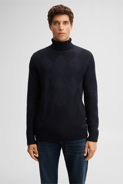Führt zu Produktdetailseite „Rollkragen-Pullover, navy"