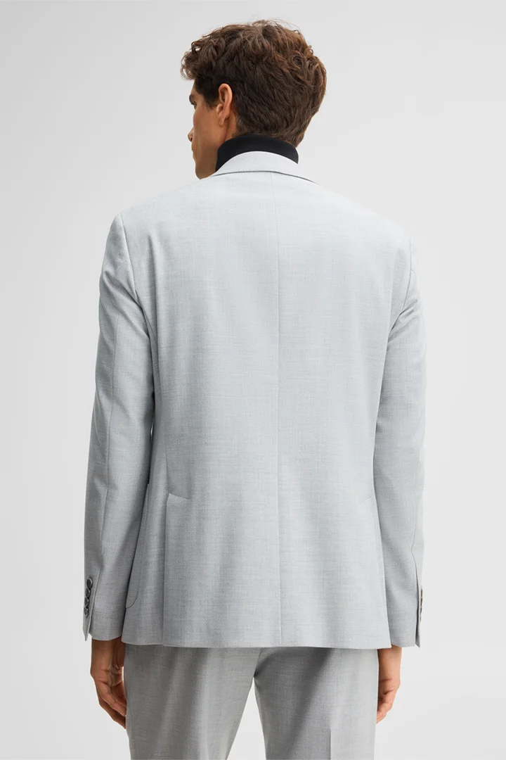 Leads to product detail page "Modular suit jacket in a wool blend, grey"