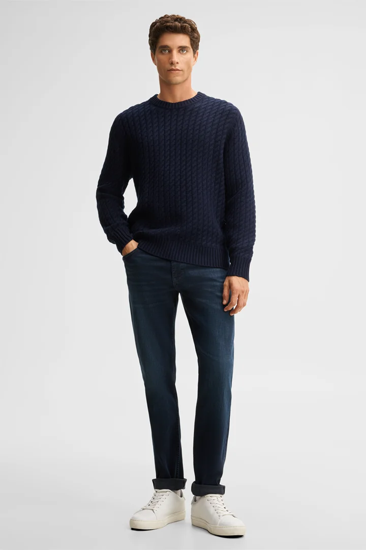 Führt zu Produktdetailseite „Rundhals-Pullover mit Kaschmir, navy"