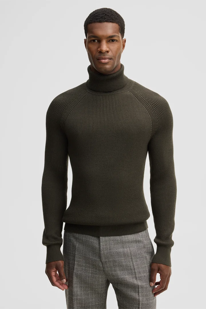 Leads to product detail page "Wool-blend turtleneck jumper, olive"