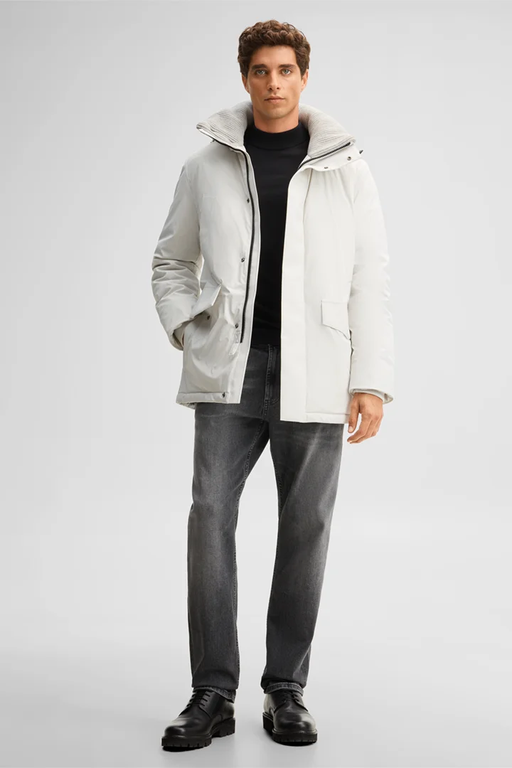 Führt zu Produktdetailseite „Stepp-Parka mit Kapuze, offwhite"