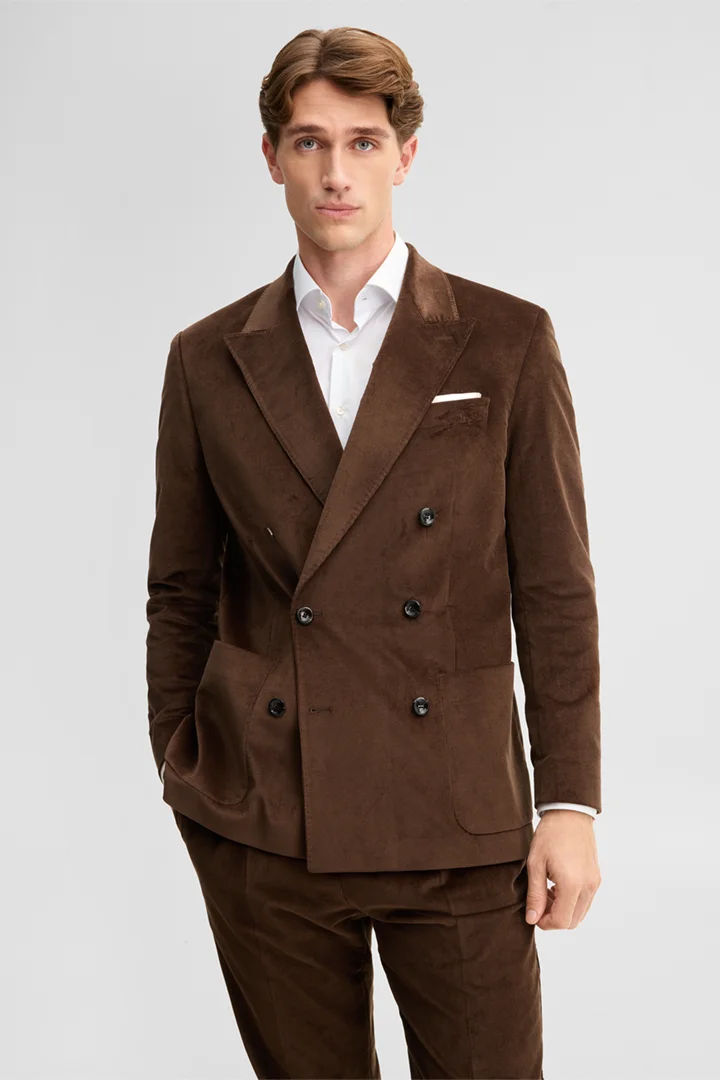 Leidt naar de productdetailpagina „Mix and match-colbert van corduroy en katoenmix, bruin"