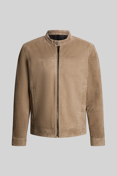 Mène à la page produit « Veste en cuir velours style motard, beige »