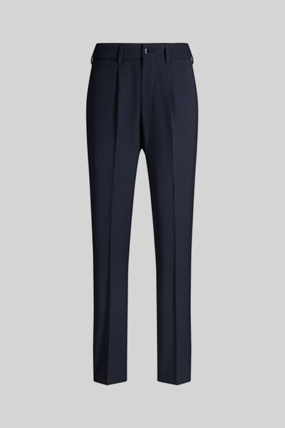 Leads to product detail page "Modular trousers in a wool blend, navy"