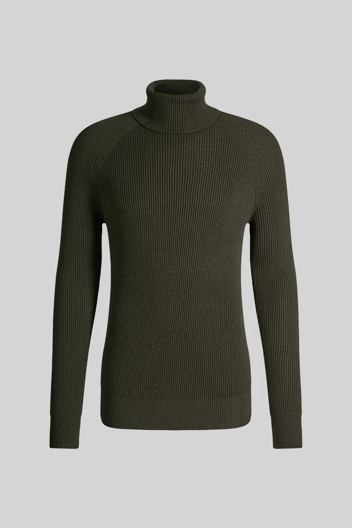 Wool-blend turtleneck jumper, olive