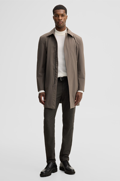 Mène à la page produit « Pantalon chino en mélange de viscose, marron »