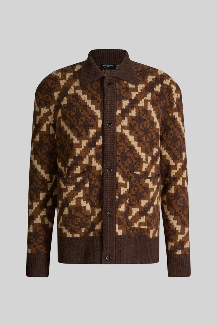 Strellson présente le produit Cardigan à col polo, marron de la catégorie Maille en visuel détouré