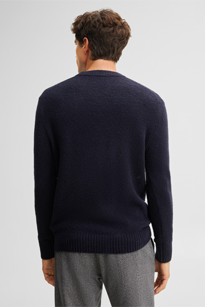 Führt zu Produktdetailseite „Rundhals-Pullover aus Wollmix, navy"