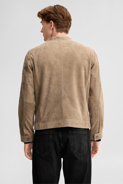 Führt zu Produktdetailseite „Velourslederjacke im Biker-Stil, beige"