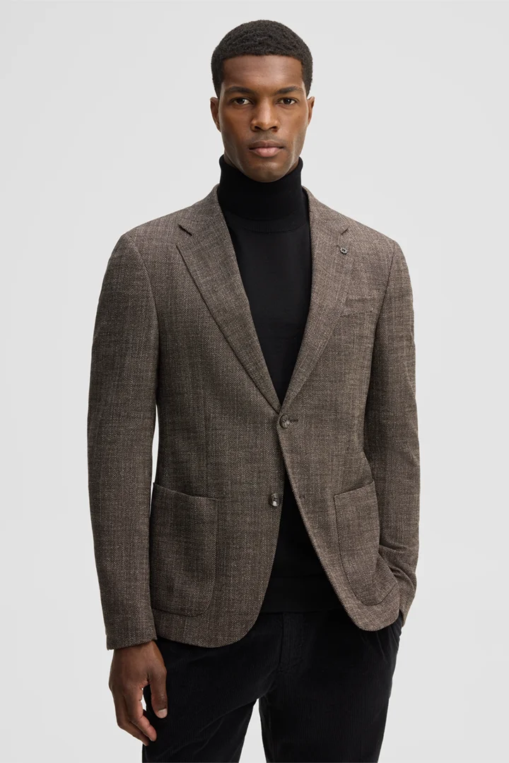 Leads to product detail page "Modular suit jacket, brown"