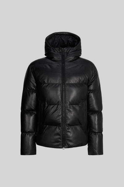 Veste en cuir matelassée, noire