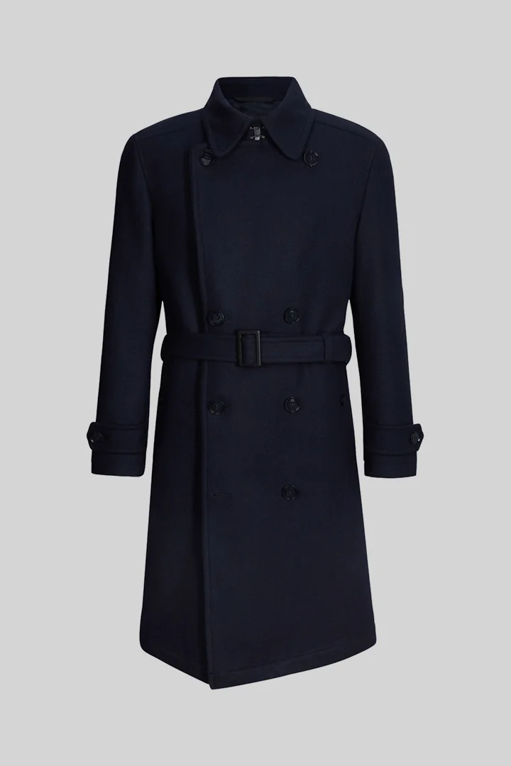 Führt zu Produktdetailseite „Trenchcoat aus Wollmix, navy"