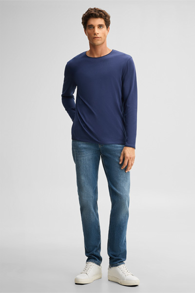 Leidt naar de productdetailpagina „Longsleeve met lange mouwen van een katoenmix, blauw"