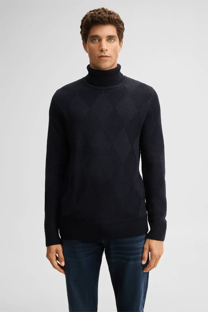 Führt zu Produktdetailseite „Rollkragen-Pullover, navy"
