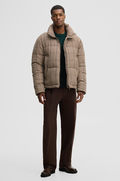 Leads to product detail page "Hooded puffer jacket, beige"