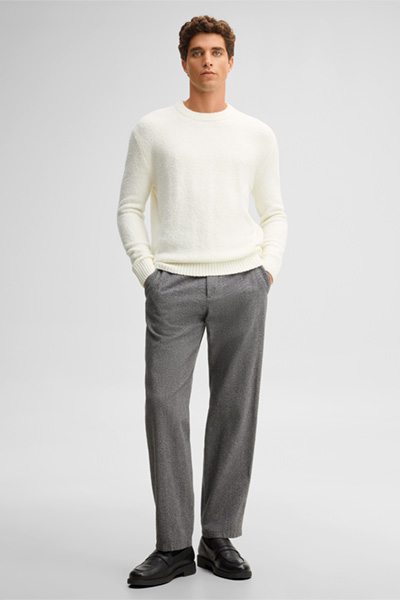 Leads to product detail page "Wool-blend crew-neck jumper, off-white"