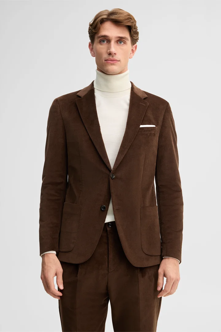 Leidt naar de productdetailpagina „Mix and match-colbert van corduroy en een katoenmix, bruin"