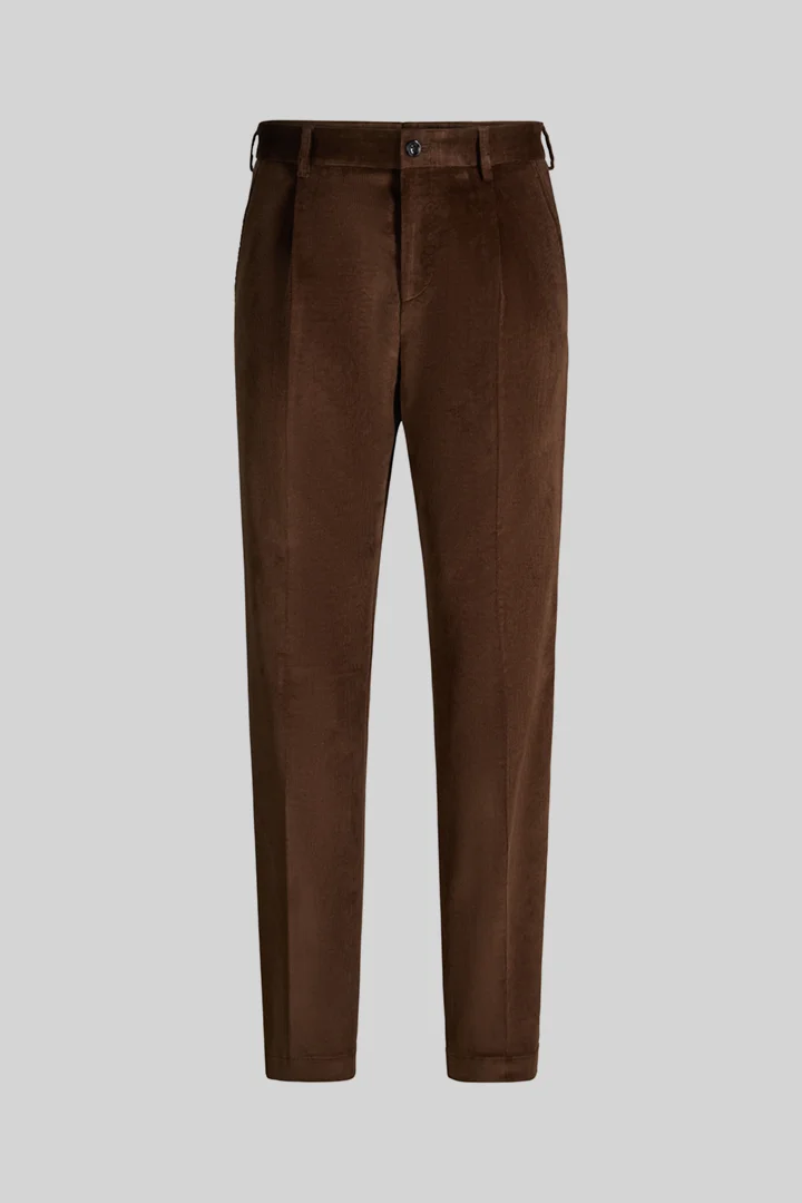Leads to product detail page "Modular trousers in a cotton blend, brown"