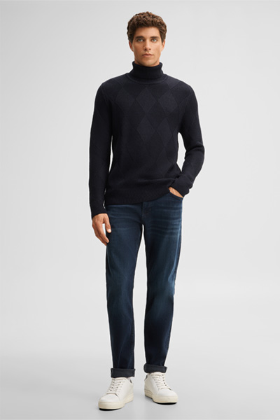 Führt zu Produktdetailseite „Rollkragen-Pullover, navy"