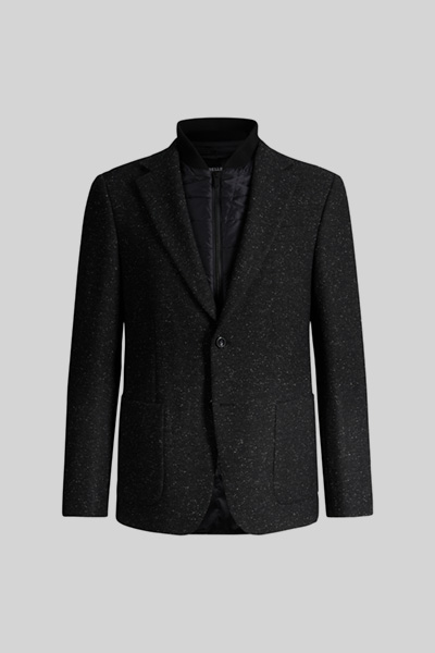 Modular suit jacket in a wool blend, black