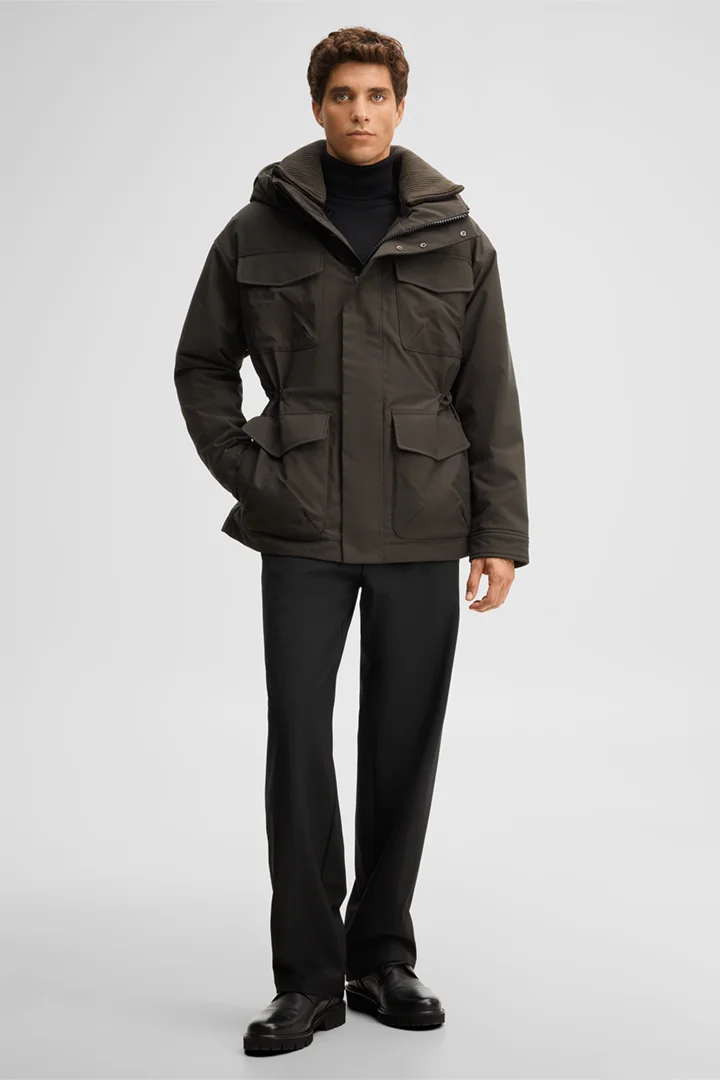 Führt zu Produktdetailseite „Parka-Jacke mit Kapuze, oliv"