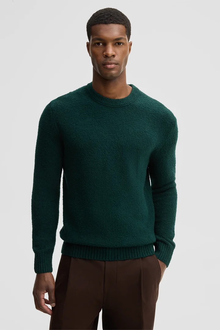 Leads to product detail page "Wool-blend crew-neck jumper, petrol"