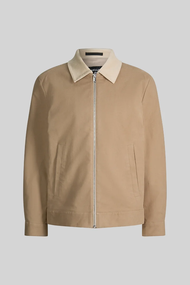 Leads to product detail page "Jacket with a shirt collar, beige"