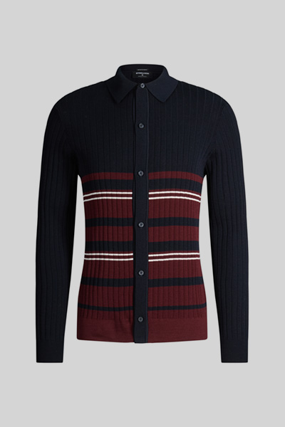 Führt zu Produktdetailseite „Schurwoll-Strick-Hemd mit Polo-Kragen, navy"