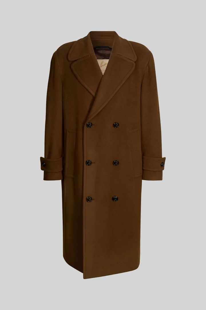 Trench-coat en laine mélangée, marron