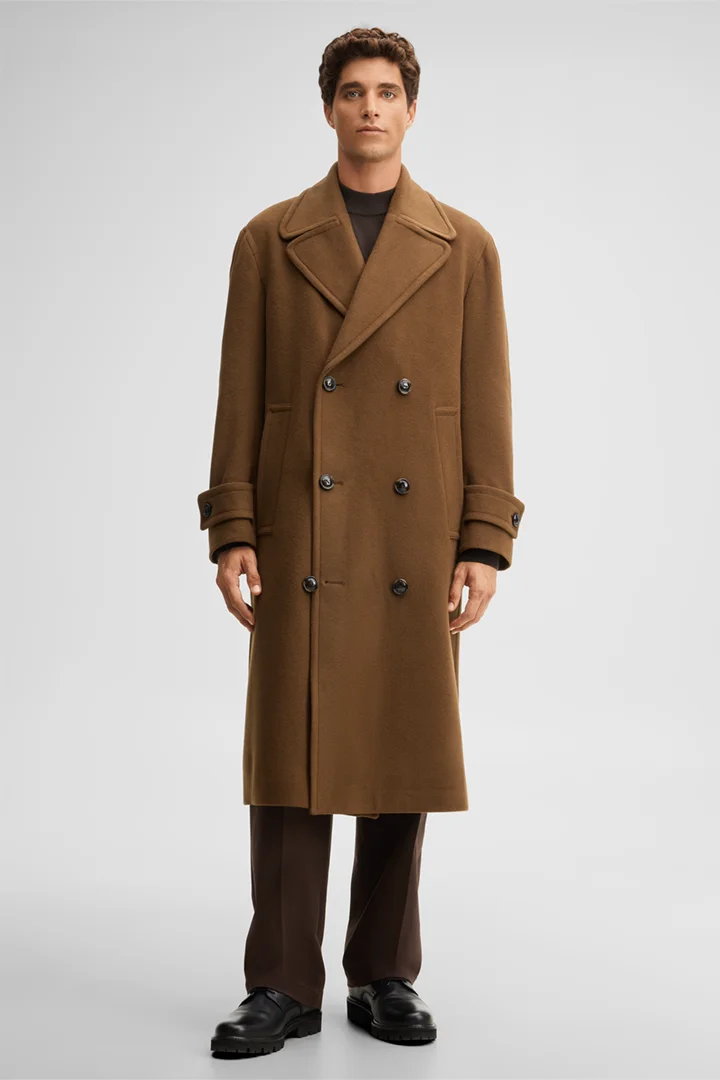 Mène à la page produit « Trench-coat en laine mélangée, marron »