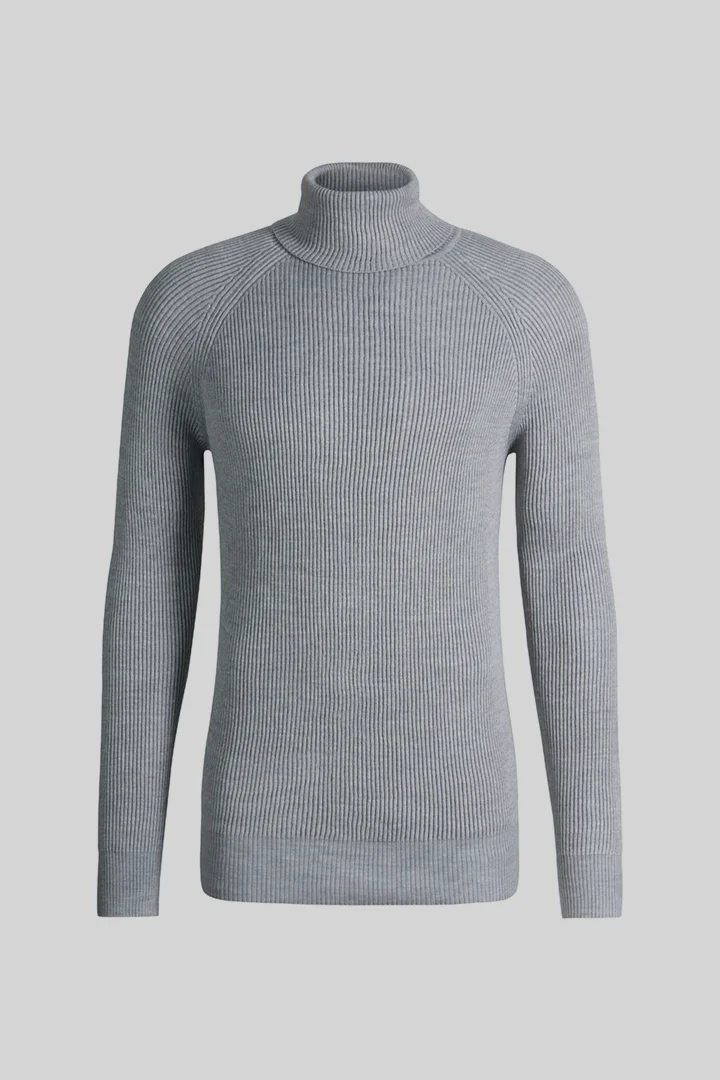 Führt zu Produktdetailseite „Rollkragen-Pullover aus Wollmix, grau"