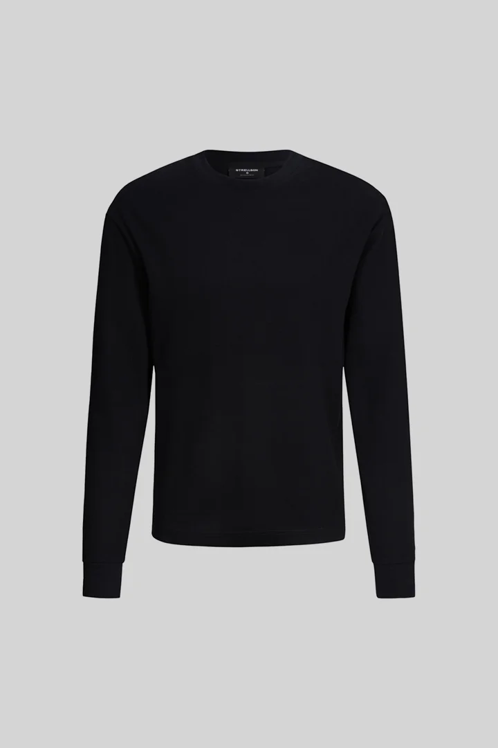 Führt zu Produktdetailseite „Rundhals-T-Shirt aus Baumwolle, schwarz"
