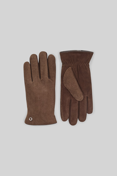 Führt zu Produktdetailseite „Handschuhe im Materialmix, dunkelbraun"