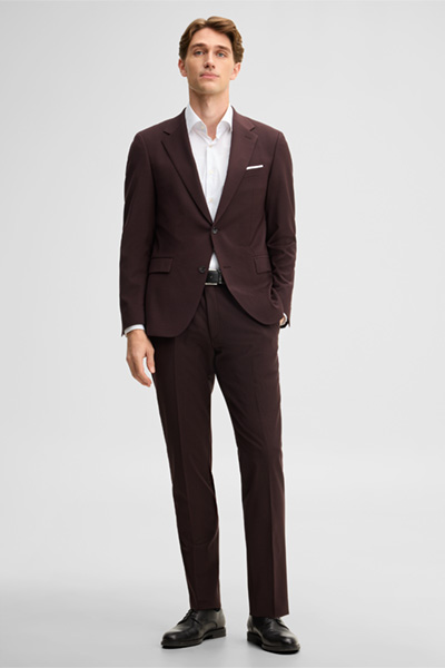 Leidt naar de productdetailpagina „Mix and match-pantalon van een wolmix, bordeauxrood"
