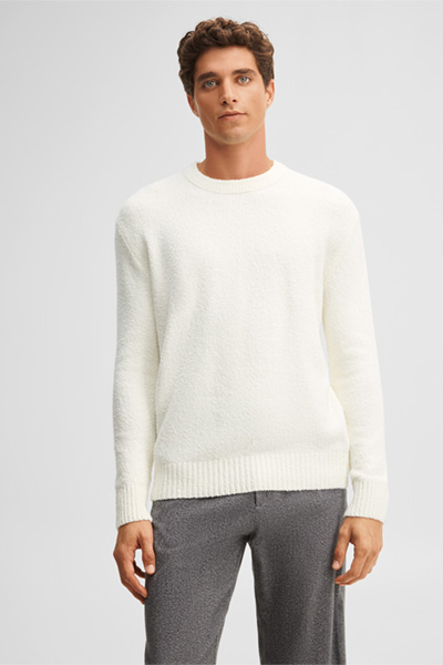 Leads to product detail page "Wool-blend crew-neck jumper, off-white"