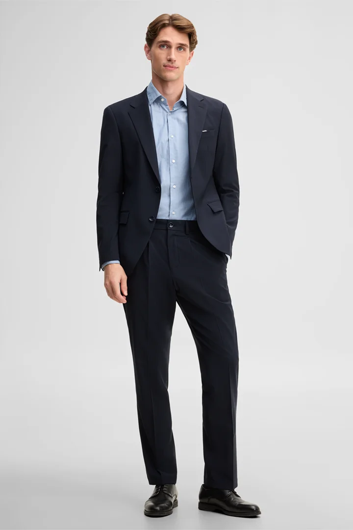Führt zu Produktdetailseite „Baukasten-Hose aus Wollmix, navy"